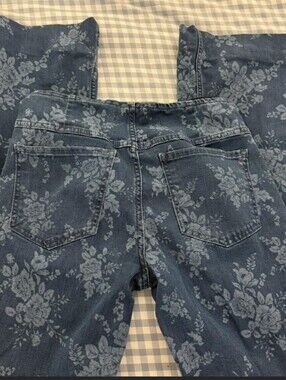 Free People Floral Print Blue Women's Flare Jeans Size 27